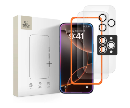 Szkło i folia ochronna TECH-PROTECT Easy Set+ 3-Pack do Iphone 16 Pro Max / 17 Pro Max Clear 5906302319299